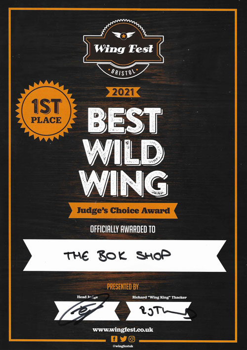 Wingfest award for the Best Wild Wings